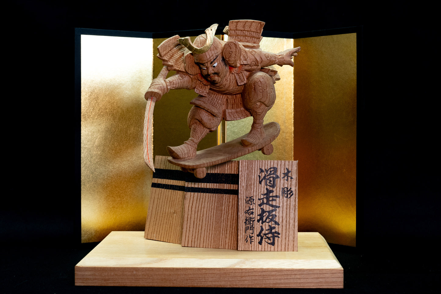 Wood Carving – SAMURIDER/木彫 – 滑走板侍